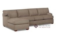 Savvy Palo Alto Chaise Sectional Leather Full Sleeper Sofa with Optional Down-Blend Cushions