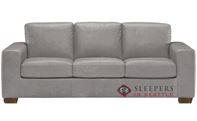 Natuzzi Editions Rubicon B534 Leather Queen Sleeper Sofa with Greenplus Foam Mattress in Denver Medium Grey