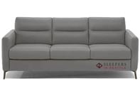 Natuzzi Editions Caffaro C008 Leather Queen Sleeper Sofa in Le Mans Steel Grey 15D1
