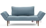 Innovation Living Zeal Twin Styletto Daybed Sleeper Sofa with Dark Wood Legs in 525 - Mixed Dance Light Blue