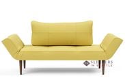 Innovation Living Zeal Twin Styletto Daybed Sleeper Sofa with Dark Wood Legs in 554 - Soft Mustard Flower