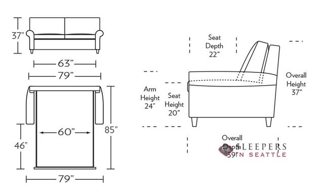 Quick-Ship Gibbs Queen Fabric Sofa by American Leather | Fast Shipping ...