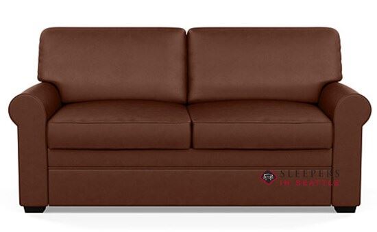 American Leather Gaines Low Leg Leather Queen Comfort Sleeper in Dolce Cognac