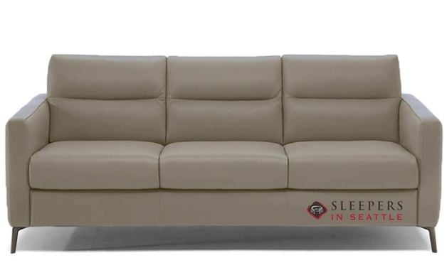 Natuzzi Editions Caffaro Leather Sleeper Sofa in Le Mans Seashell 1575 (Queen) (C008-266)