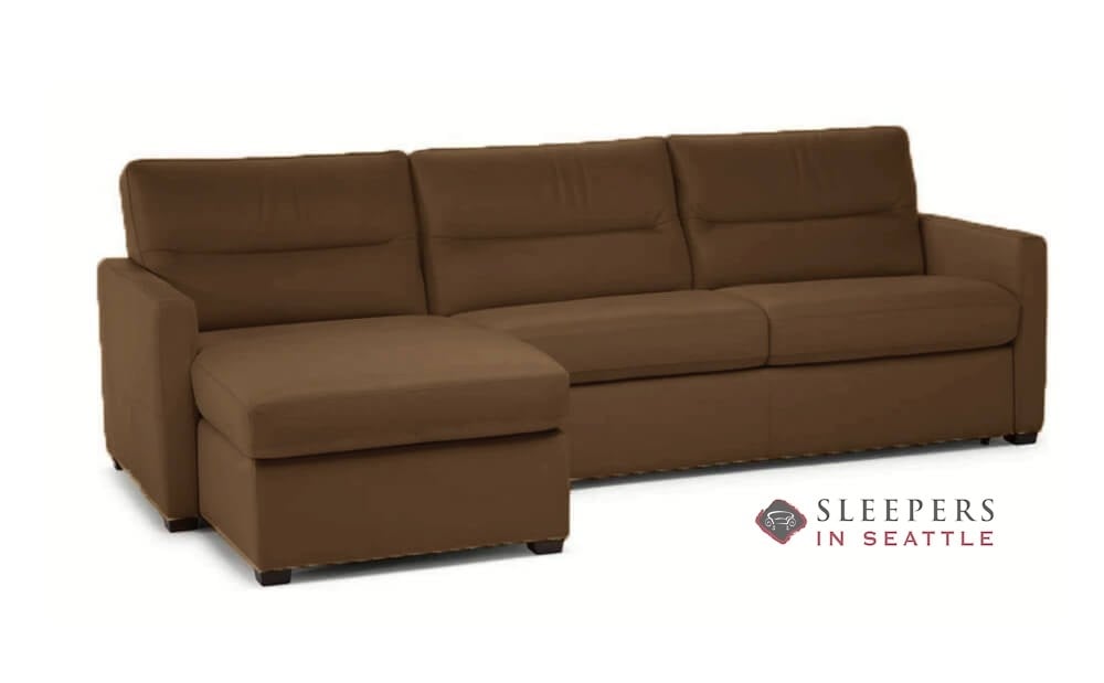 Conca Chaise Sectional Leather Sofa, Brown Leather Sectional Sleeper Sofa